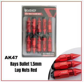 RED 20pcs Rays Lugnuts 1.5mm Lug Nuts AK47 Racing Nuts with Spike for Toyota/Honda/Mitsubishi