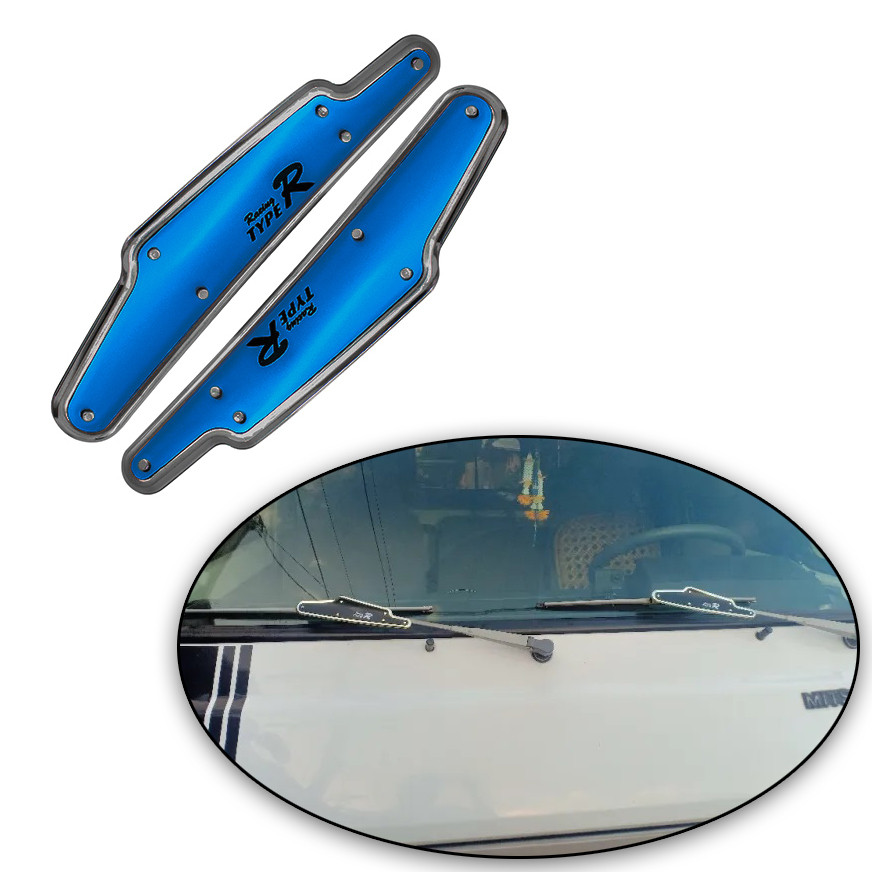 Blue Car Winshield Wiper Cover Aid Type R Racing Universal Arm Wipers install