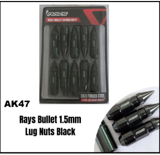 BLACK 20pcs Rays Lugnuts 1.5mm Lug Nuts AK47 Racing Nuts with Spike for Toyota/Honda/Mitsubishi