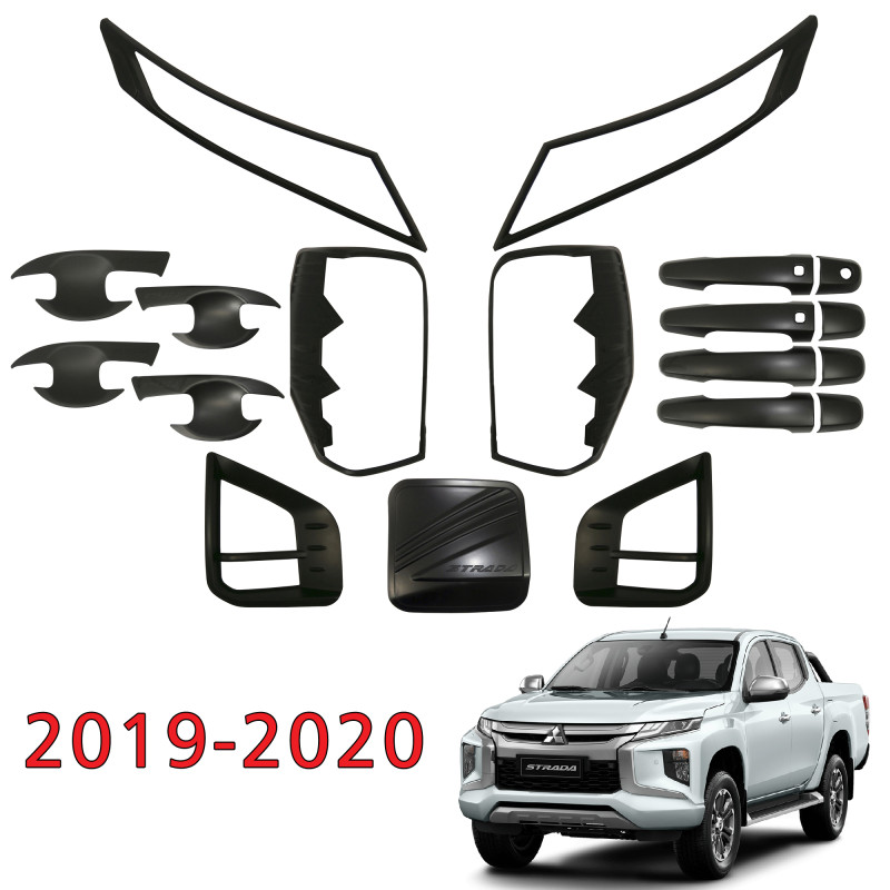 Mitsubishi Strada Triton 2019-2023 Combo Set Garnish (Matte Black)