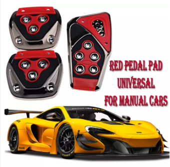 Car Pedal Pad Cover 3 Pcs for MT Non Slip Euro Type Red