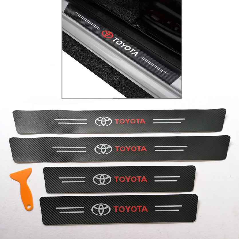 TOYOTA Carbon Fiber Decal Car Door Step Sill Protector Sticker Decal 4pcs Stepsill