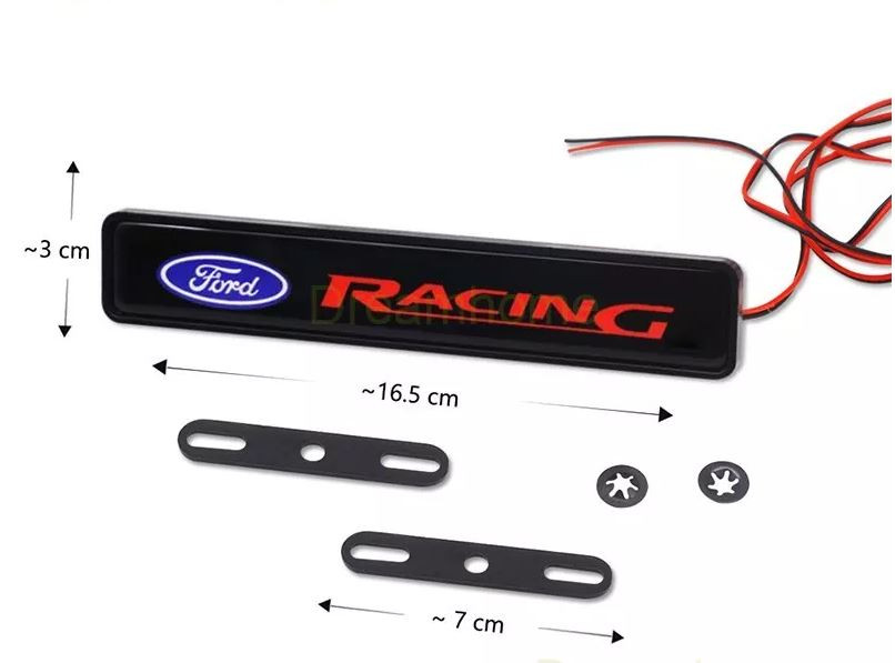 1Pc FORD RACING Car Front Grille Luminous Emblem Badge LED Decoration Lights Car Logo