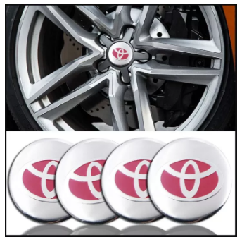 4PCS 56mm Toyota Red Logo Car Center Cap Emblem Wheel sticker Hub Caps Mags Silver 3D