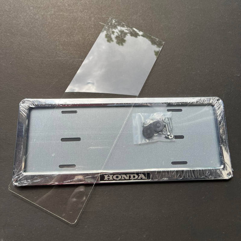 1PC HONDA Car Plate Cover Deflector Chrome Plate License Frame Cover with Clear Number Cover