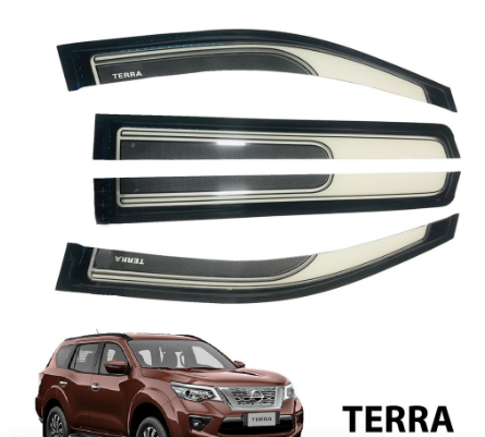 CDWYD-039C NISSAN TERRA 2018-2020 Two Tone Rain Visor White+Black Two-Toned Thin and Transparent
