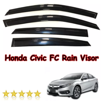 Honda Civic FC 2016 2021 Door Rain Visor / Window Rain Gutter Plain Black