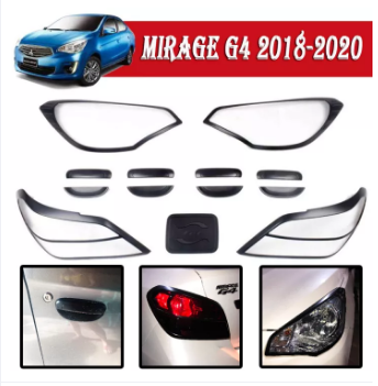 Mitsubishi Mirage G4 2018-2020 Garnish Covers Full Set Combo Trim Matte Black