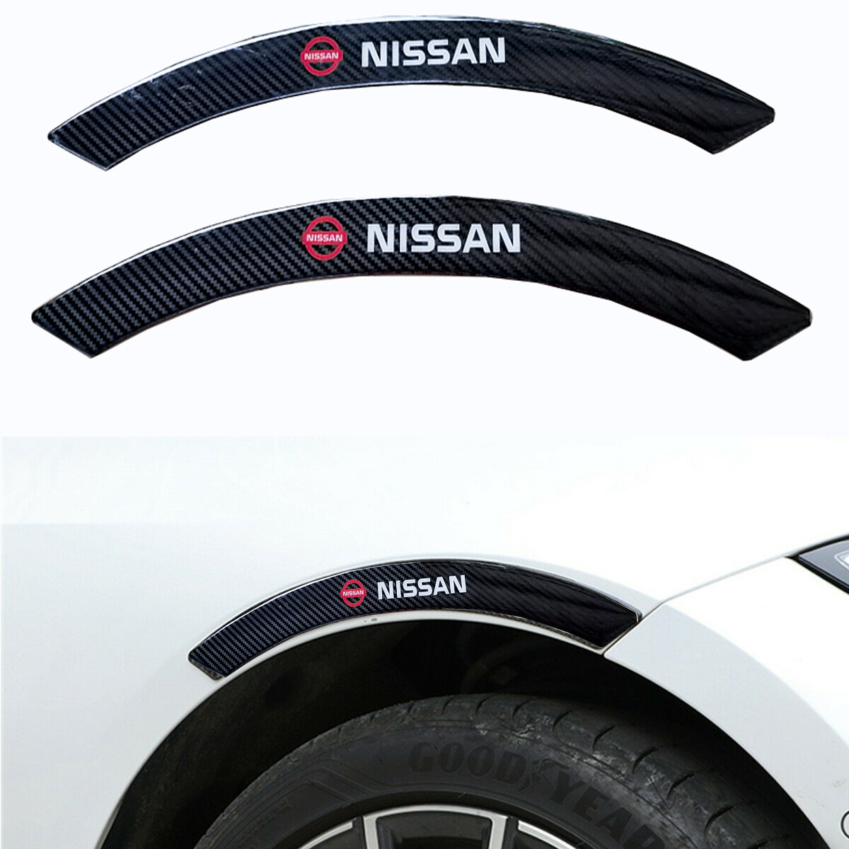 2PCS NISSAN Car wheel eyebrow strip fender arch trim protector sticker carbon Anti-Collision