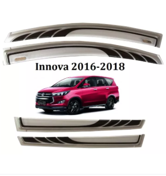 Toyota Innova 2016 to 2021 Rain Guard Window Visor Aero Max Titanium Series 2 Tone Black/Silver