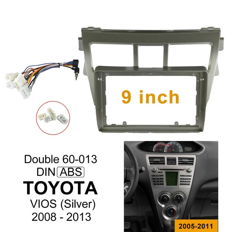 Toyota Vios Gen2 2008-2013 Car Stereo Fascia 9" stereo Headunit Frame Audio Fitting Adaptor Panel