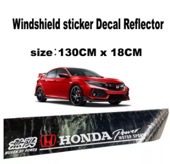 Honda Power Motor Sport Universal Windshield sticker Decal with Black Background and Reflector Letters