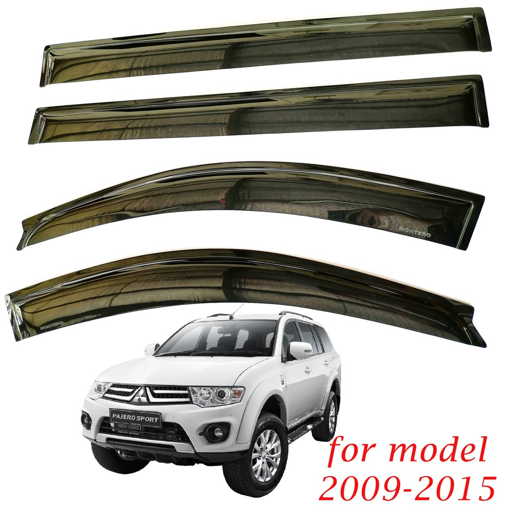 Mitsubishi Montero Sport 2009-2015 Plain Black Rain Visor Gutter 10cm Aeromax