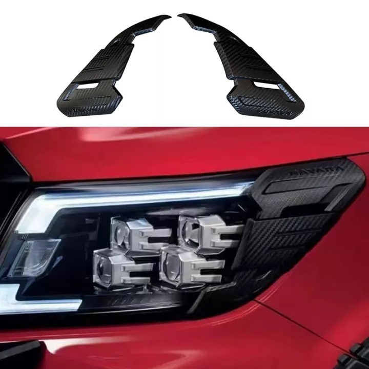 Nissan Navara NP300 2021-2023 Carbon Fiber Headlight Cover Garnish Decorative Protection Head Light