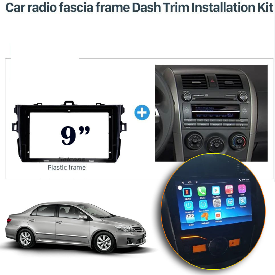 2008-2010 Toyota Corolla Altis Panel Trim Frame Kit for 9 inches Headunit Android 9" Stereo