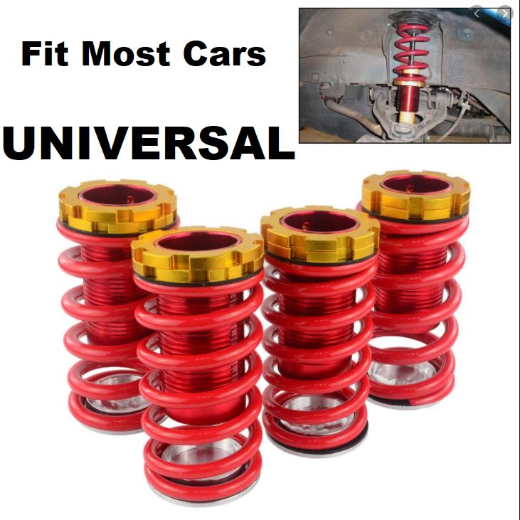 Universal Suspension Spring Shock Adjustable Coilover Sleeves Lowering Set Kits Aluminum