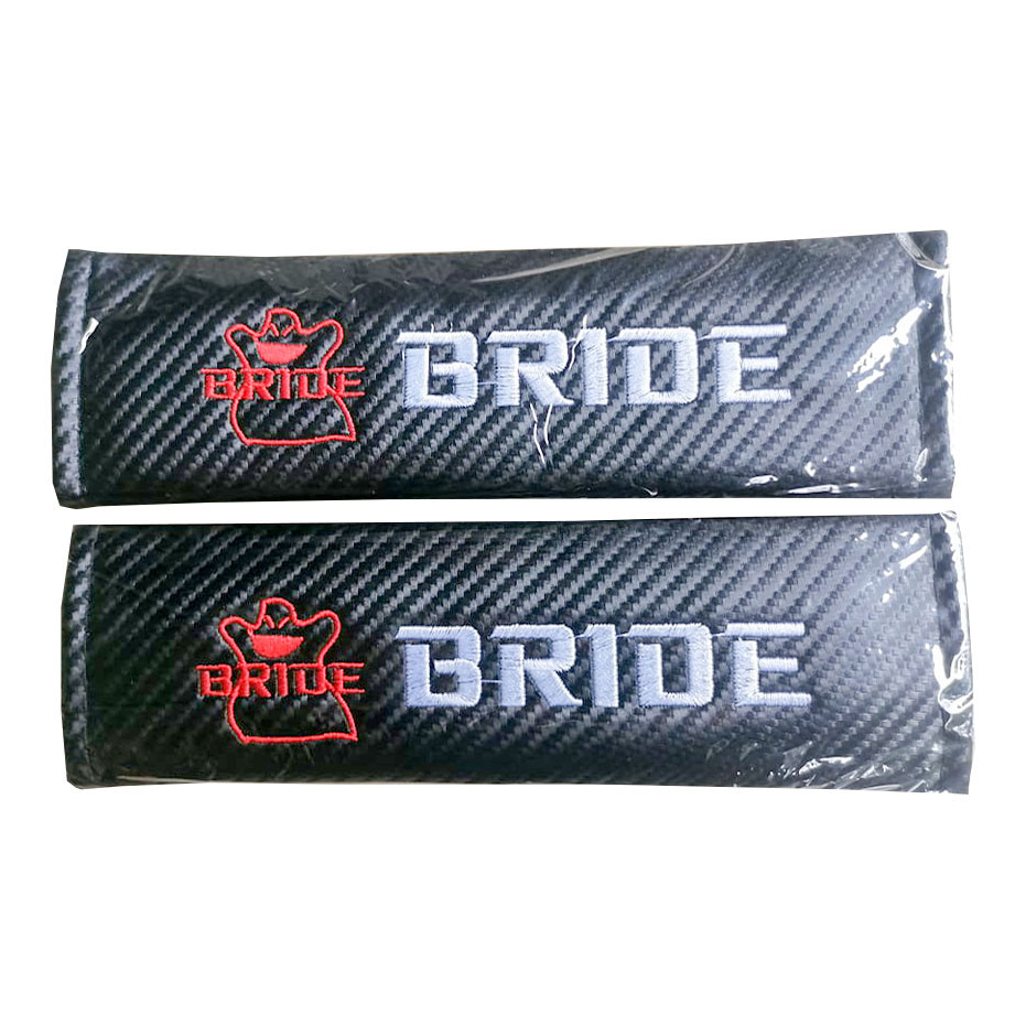 BRIDE 2pcs Car Seat Belt Shoulder Carbon Fiber Color Sports Design Seat Belt Cover