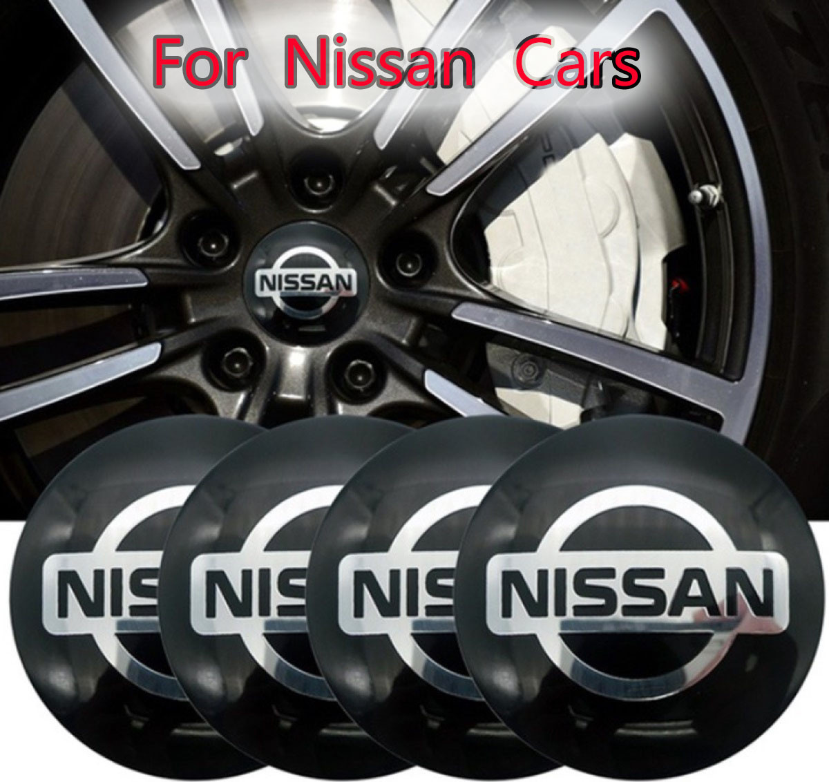 Nissan Mags Center Cap 4pcs 56mm Car Wheel Center Hub Caps Emblem 3D Sticker Metal Aluminum