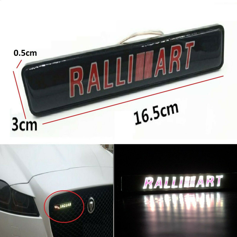 1Pc RALLI ART Car Front Grille Luminous Emblem Badge LED Decoration Lights Car Logo