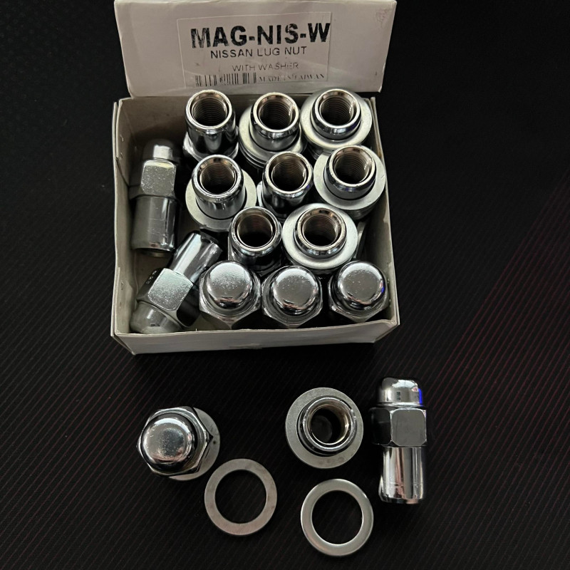 MAG-NIS-W 16pcs NISSAN Lug Nuts 1.25 with WASHER Original for Nissan Cars Lugnuts