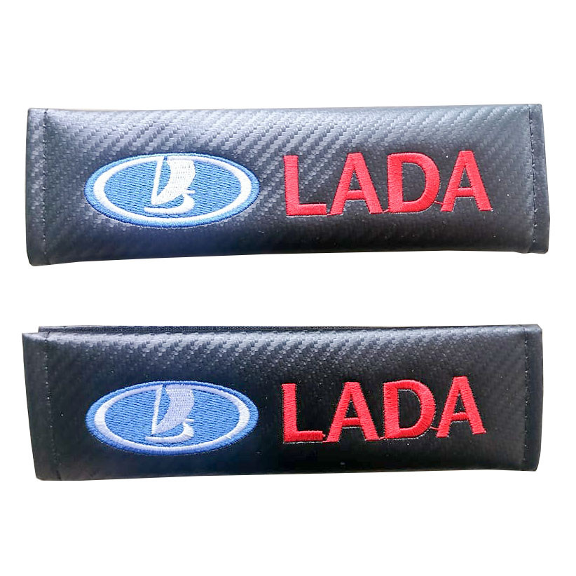 2pcs LADA Car Seat Belt Shoulder Pad Carbon Fiber Sports Design Seat Belt Cover