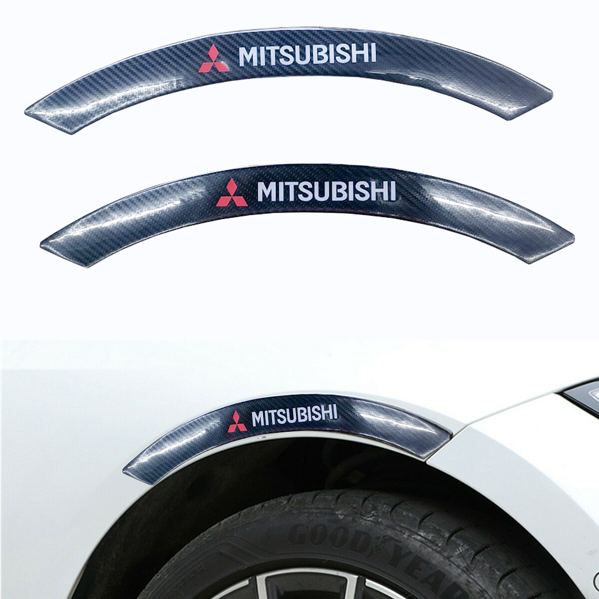2PCS MITSUBISHI Car wheel eyebrow strip fender arch trim protector sticker carbon Anti-Collision