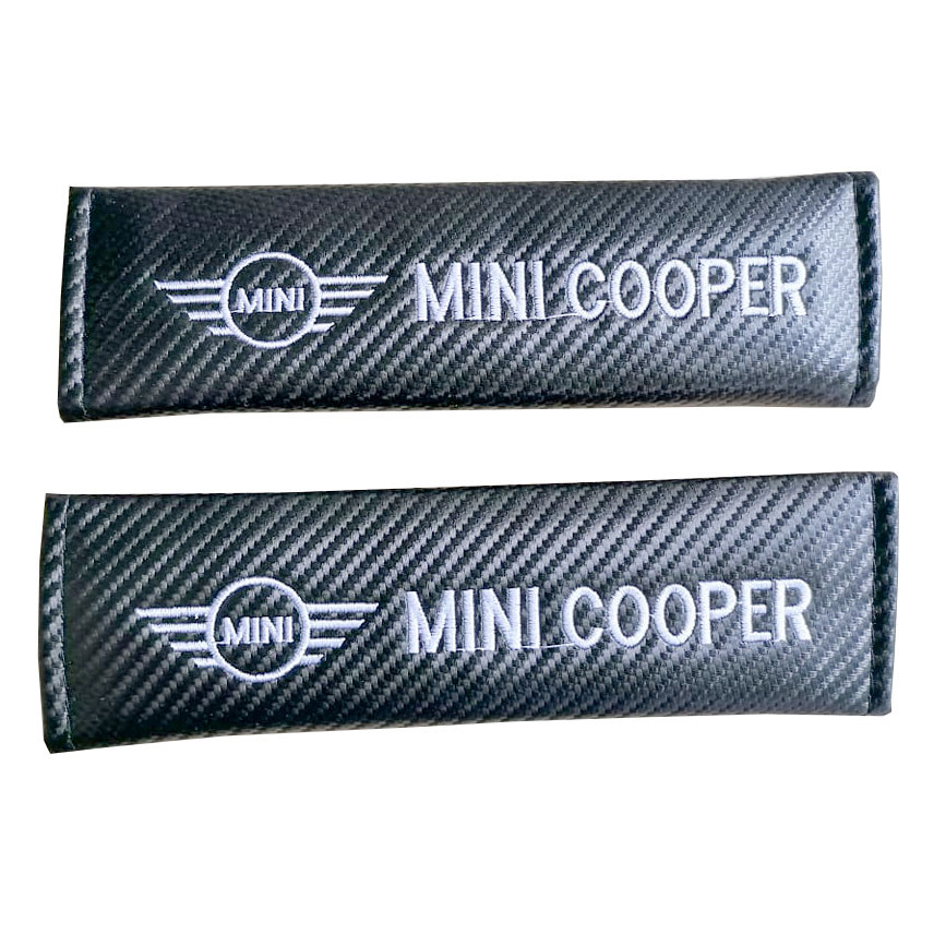 MINI COOPER 2pcs Car Seat Belt Shoulder Pad Carbon Fiber Sports Design Seat Belt Cover