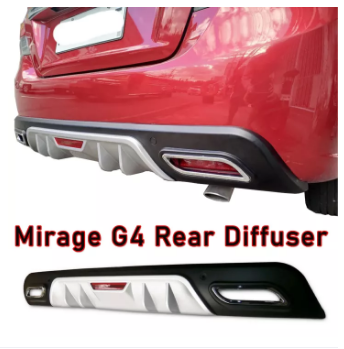 2012-2017 Mitsubishi Mirage G4 Rear Diffuser with Muffler Tip Black/Silver CDMRL-008