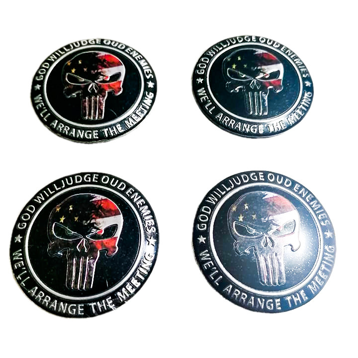 PUNISHER 4pcs Car Wheel Center Hub Cap Sticker Cover Metal Case 56mm Tire Mags Emblem Badge Decal DESIGN #1
