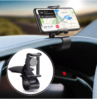 Car Phone Holder Adjustable Clip-on Dashboard Car Mobile Holder Mount 360 Rotation GPS Stand
