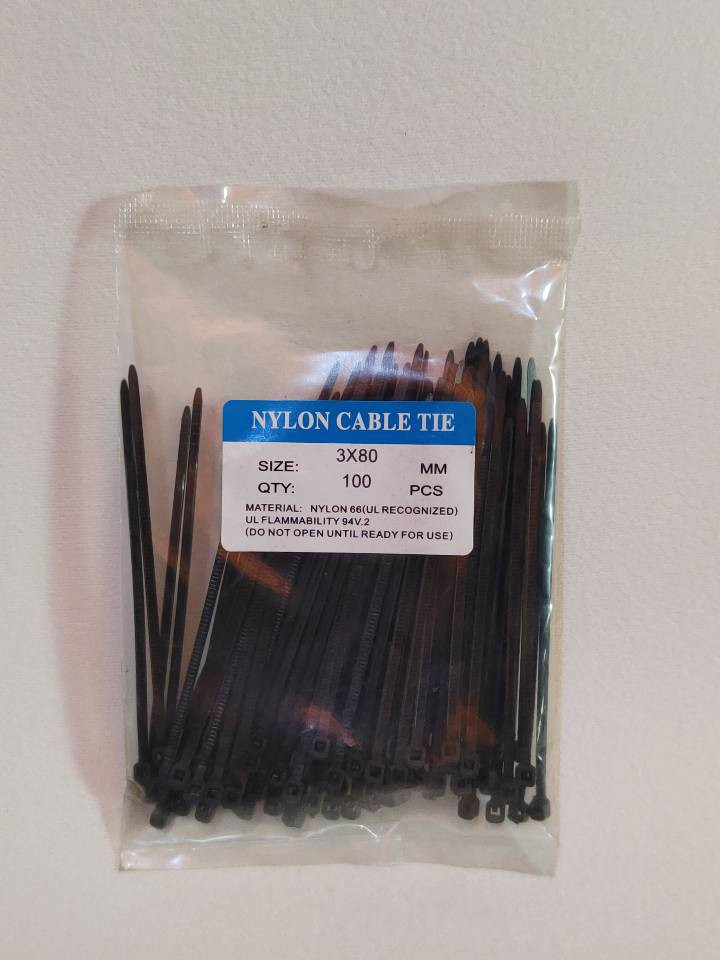 3x80 BLACK NYLON CABLE TIE Multi-Purpose 100pcs