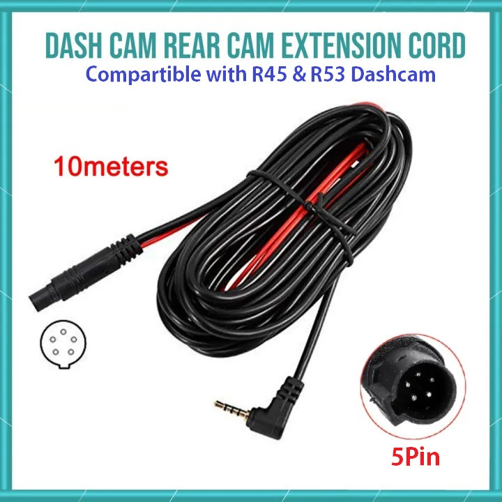 5Pin 10M Long Line wiring DashCam Rear Camera Cable Driving Recorder DVR Rear Lens Extension Cable for Van