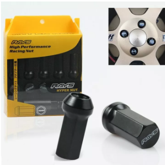 Car Wheel Rays Hyper Lug Nuts 20pcs 12mm P1.5 (BLACK)