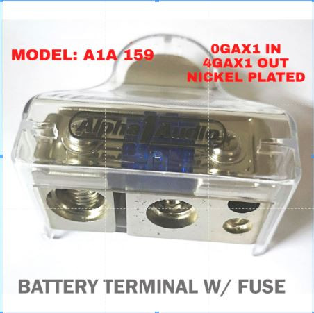 Alpha 1 Audio Car Battery Terminal With Fuse 60A for Cable Wire Amplifier 4GA/8GA Vehicles Audio