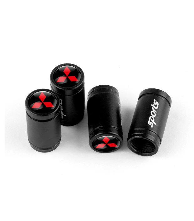 MITSUBISHI 4pcs Tire Air Valve Caps cover SPORTS Aluminum Alloy Car Wheel Tyre Stem Air Caps Colored