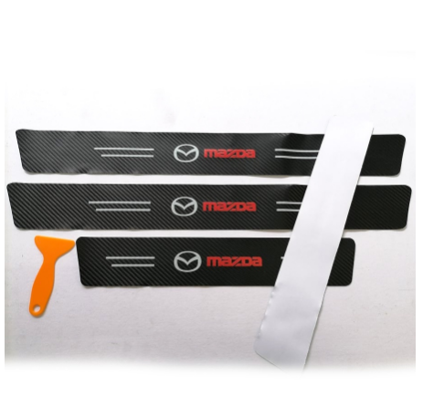 MAZDA Carbon Fiber Decal Car Door Step Sill Protector Sticker Decal 4pcs Stepsill