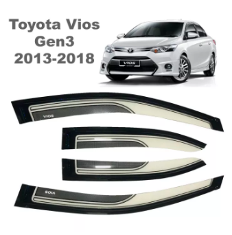 CDMYD-006C Toyota Vios Gen 3 Superman 2013-2018 Rain Visor Two Tone Rain Sun Protection (Milky-White) Black-Net