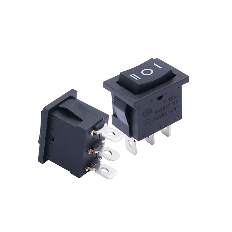 KCD1 3PIN SWTICH ON/OFF 3 way power switches 6A High Quality 3-Pin Rocker Switch - Black 1PC