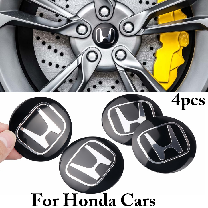 4PCS 56mm HONDA Black Car Center Cap Emblem Wheel sticker Hub Caps Mags Black 3D