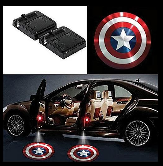 #257 CAPTAIN AMERICA 2Pcs Car Door Sensor Light welcome Wireless illuminating ground Floor open doors