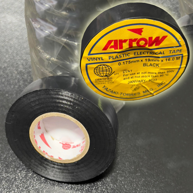 1PC ARROW Vinyl Plastic Electrical Tape Black 0.175mm x 19mm x 16m Production Date 2023