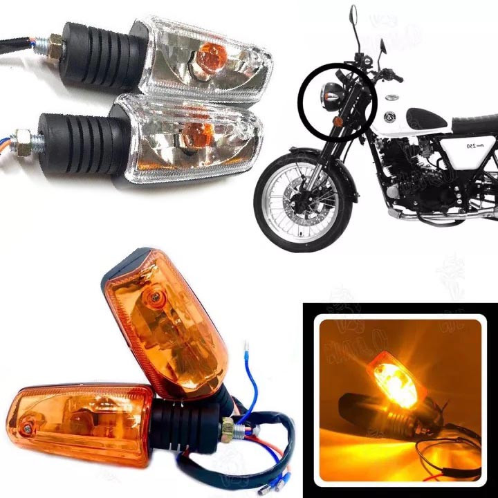 2Pcs Left and Right Signal Light Motorcycle RUSI Medium Signal Lights orange and Clear