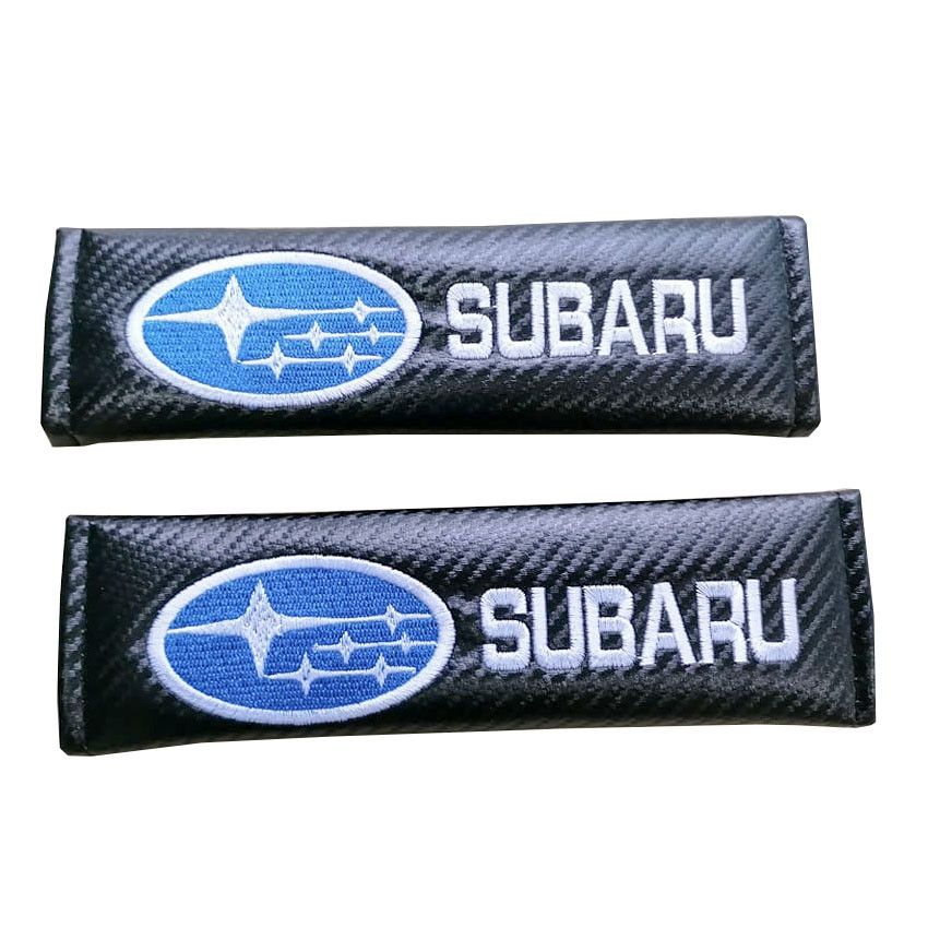 SUBARU 2pcs Car Seat Belt Shoulder Pad Carbon Fiber Sports Design Seat Belt Cover