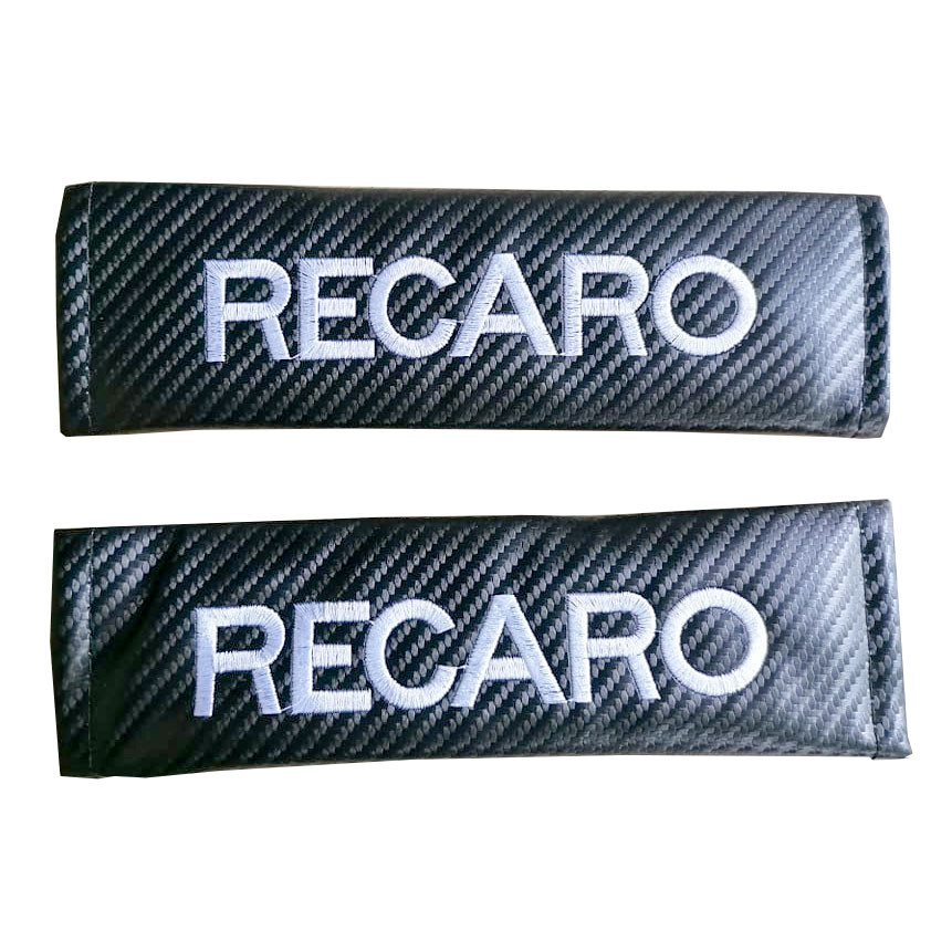 RECARO 2pcs Car Seat Belt Shoulder Pad Carbon Fiber Sports Design Seat Belt Cover