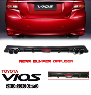 CDMRL-003B Toyota Vios 2013-2018 3rd Gen Rear Bumper Lip Diffuser Matte Black