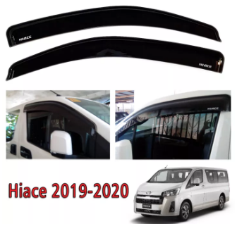2019-2021 Hiace Commuter Grandia Rain Visor Rain Sun Guard Window Protection Black