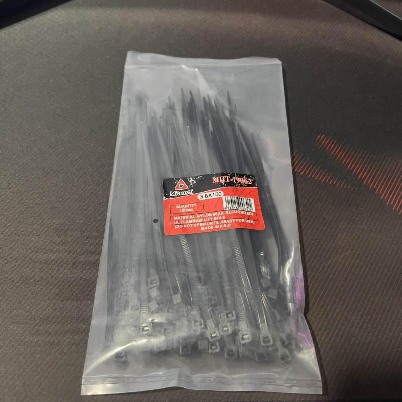 100pcs (3.6 x 150mm) BLACK NYLON CABLE TIE