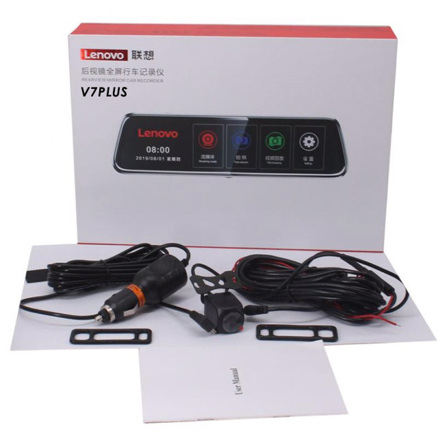 LENOVO V7 PLUS 10inches Stream Media Dual Lens 1080P Dash Cam Car DVR Rearview Mirror Cam