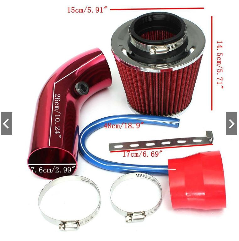 RED Mushroom Air Filter with Air Intake Pipe High Flow Breather Filter Air Cleaner Hose Full Set