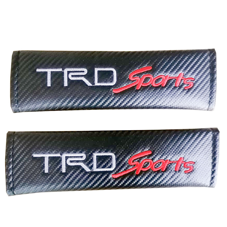 TRD SPORTS 2pcs Car Seat Belt Shoulder Pad Carbon Fiber Sports Design Seat Belt Cover
